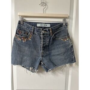 Vintage Gap Denim Jean Shorts Cutoffs Embroidered Button Fly 100% Cotton Sz 4R